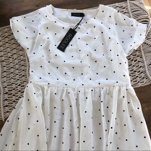 Roolee White Polka Dot Midi Dress